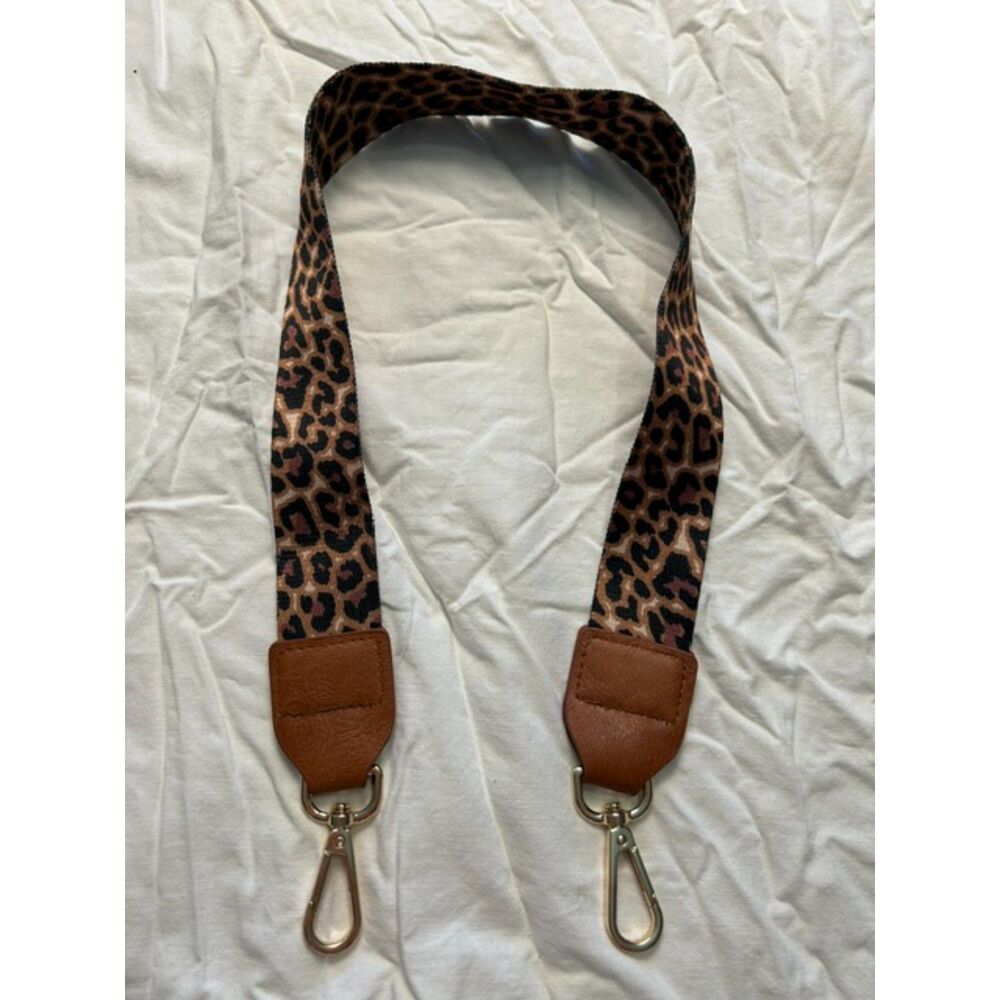 Leopard Animal Print Wide Guitar Bag Strap Replacement Gold Hardware 8766